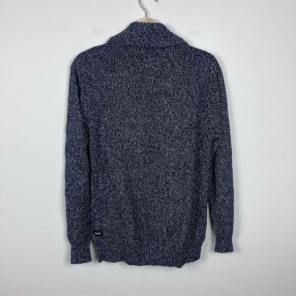 Barney Cools Sweater Mens Small Cabin Shawl Cardigan Button Grandpa Blue